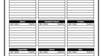 Grocery List Template