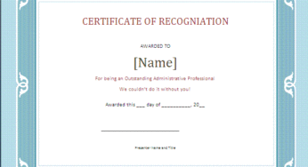 Certificate of Recognition Template