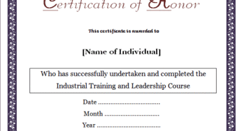 Certificate of Honor Template