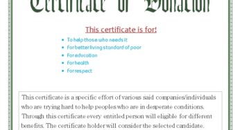 Certificate for Donation Template