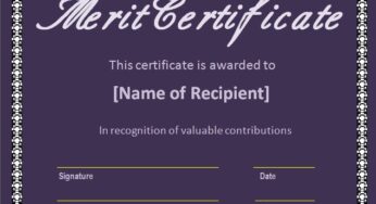 Certificate of Merit Template