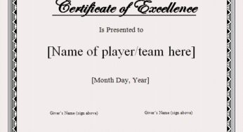 Certificate of Sports Template