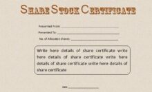 Stock Certificate Template