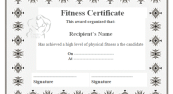 Fitness Certificate Template